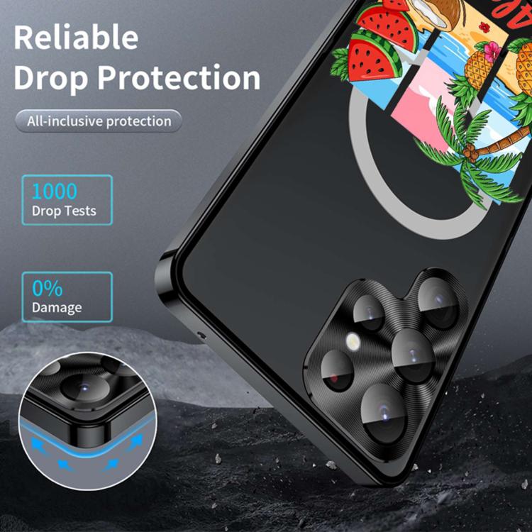For Samsung Galaxy S23 Ultra 5G Metal Frame UA Color Printed Magnetic Shockproof Phone Case