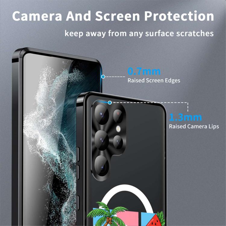 For Samsung Galaxy S23 Ultra 5G Metal Frame UA Color Printed Magnetic Shockproof Phone Case