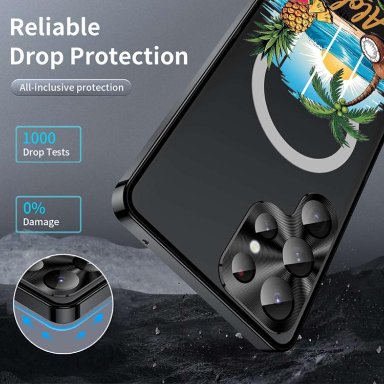 For Samsung Galaxy S23 Ultra 5G Metal Frame UA Color Printed Magnetic Shockproof Phone Case