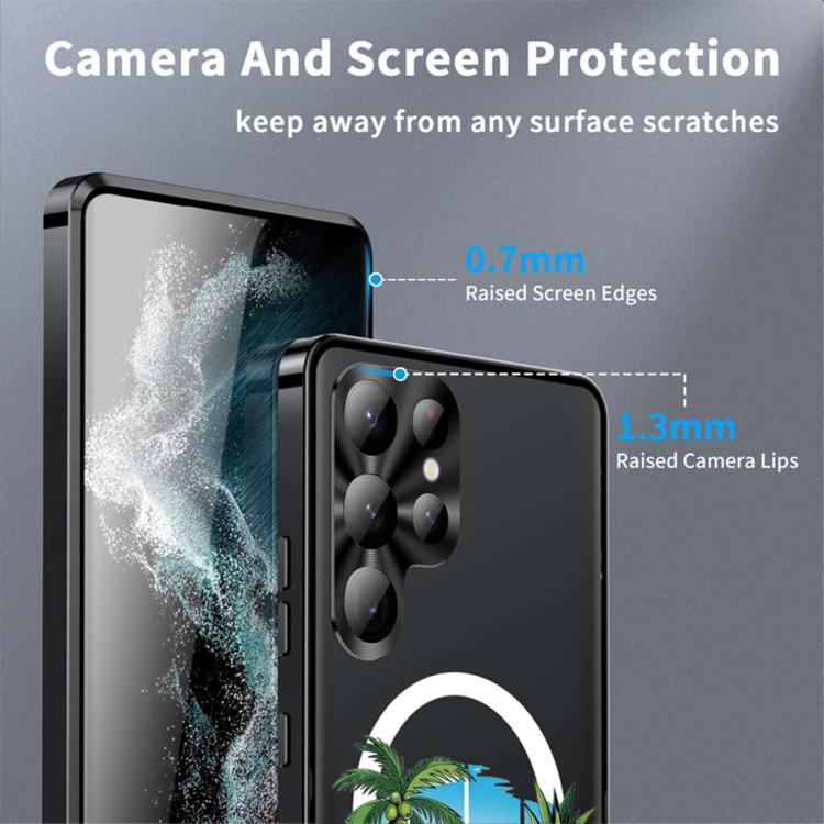 For Samsung Galaxy S23 Ultra 5G Metal Frame UA Color Printed Magnetic Shockproof Phone Case