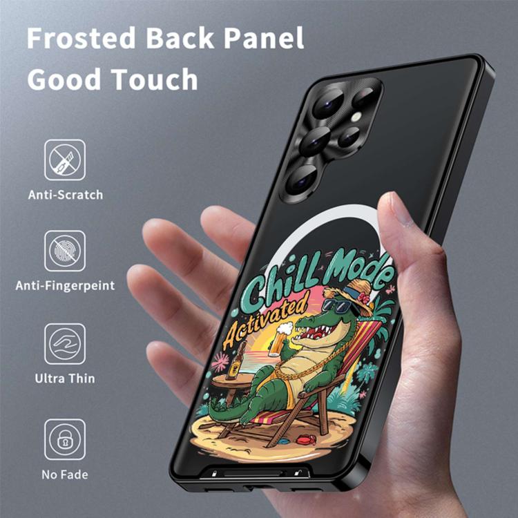 For Samsung Galaxy S23 Ultra 5G Metal Frame UA Color Printed Magnetic Shockproof Phone Case