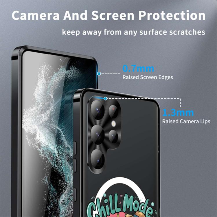For Samsung Galaxy S23 Ultra 5G Metal Frame UA Color Printed Magnetic Shockproof Phone Case
