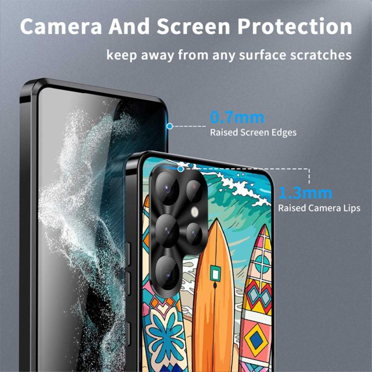 For Samsung Galaxy S23 Ultra 5G Metal Frame UA Color Printed Magnetic Shockproof Phone Case