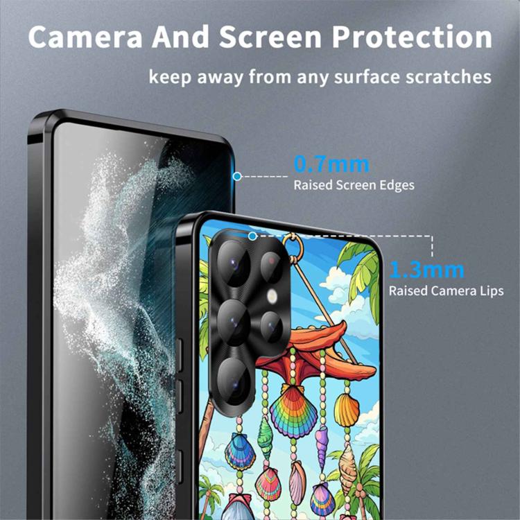 For Samsung Galaxy S23 Ultra 5G Metal Frame UA Color Printed Magnetic Shockproof Phone Case