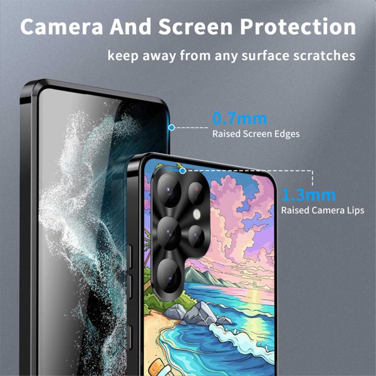 For Samsung Galaxy S23 Ultra 5G Metal Frame UA Color Printed Magnetic Shockproof Phone Case