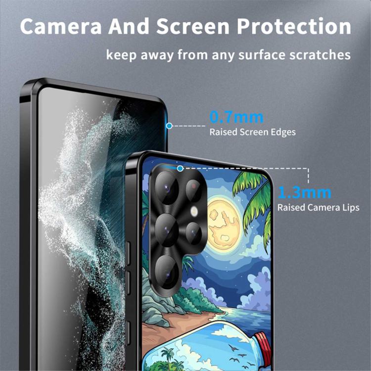 For Samsung Galaxy S23 Ultra 5G Metal Frame UA Color Printed Magnetic Shockproof Phone Case