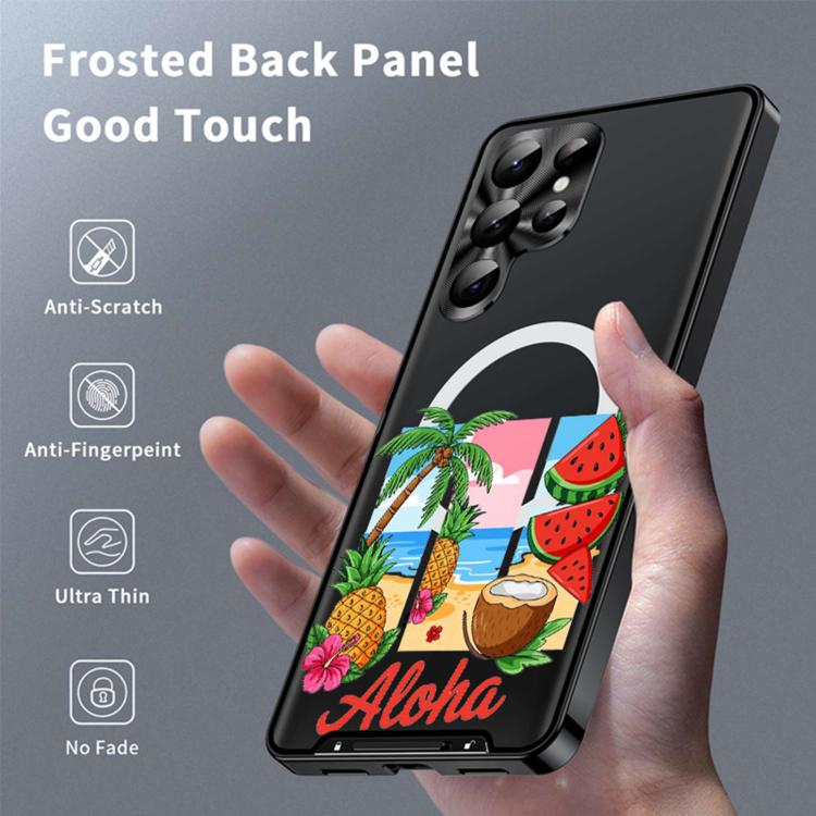 For Samsung Galaxy S22 Ultra 5G Metal Frame UA Color Printed Magnetic Shockproof Phone Case