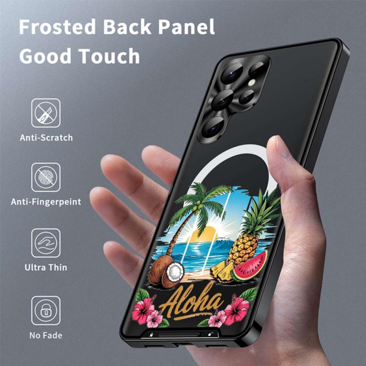 For Samsung Galaxy S22 Ultra 5G Metal Frame UA Color Printed Magnetic Shockproof Phone Case