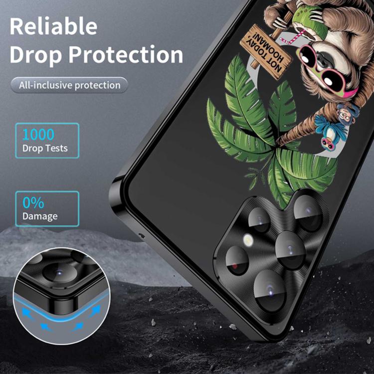 For Samsung Galaxy S22 Ultra 5G Metal Frame UA Color Printed Magnetic Shockproof Phone Case