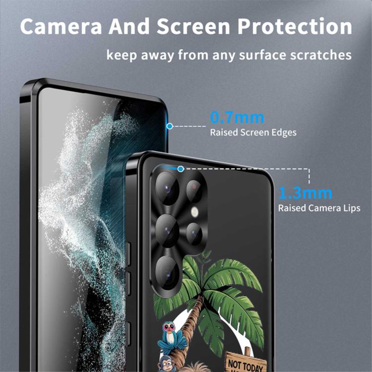 For Samsung Galaxy S22 Ultra 5G Metal Frame UA Color Printed Magnetic Shockproof Phone Case