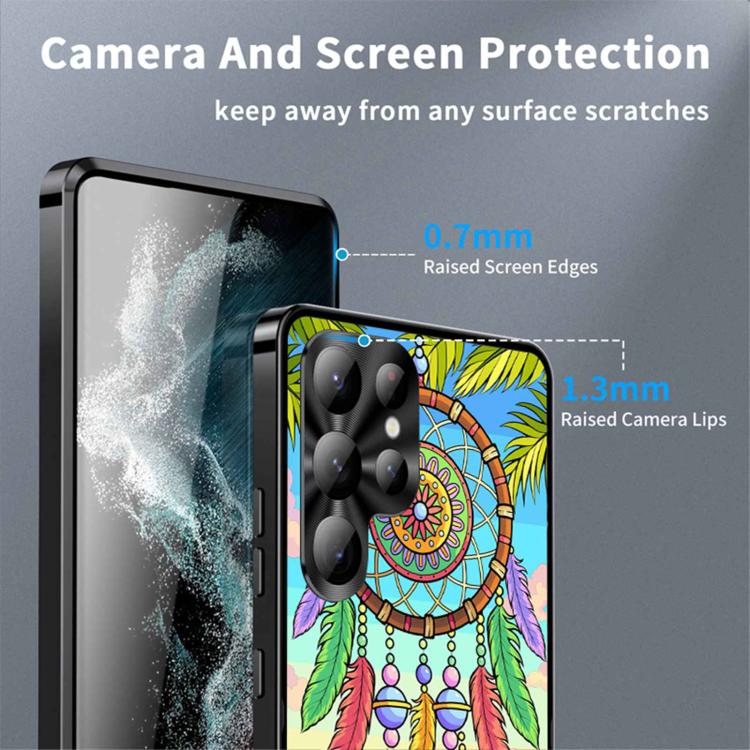 For Samsung Galaxy S22 Ultra 5G Metal Frame UA Color Printed Magnetic Shockproof Phone Case