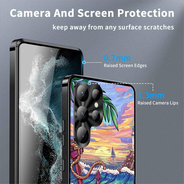 For Samsung Galaxy S22 Ultra 5G Metal Frame UA Color Printed Magnetic Shockproof Phone Case