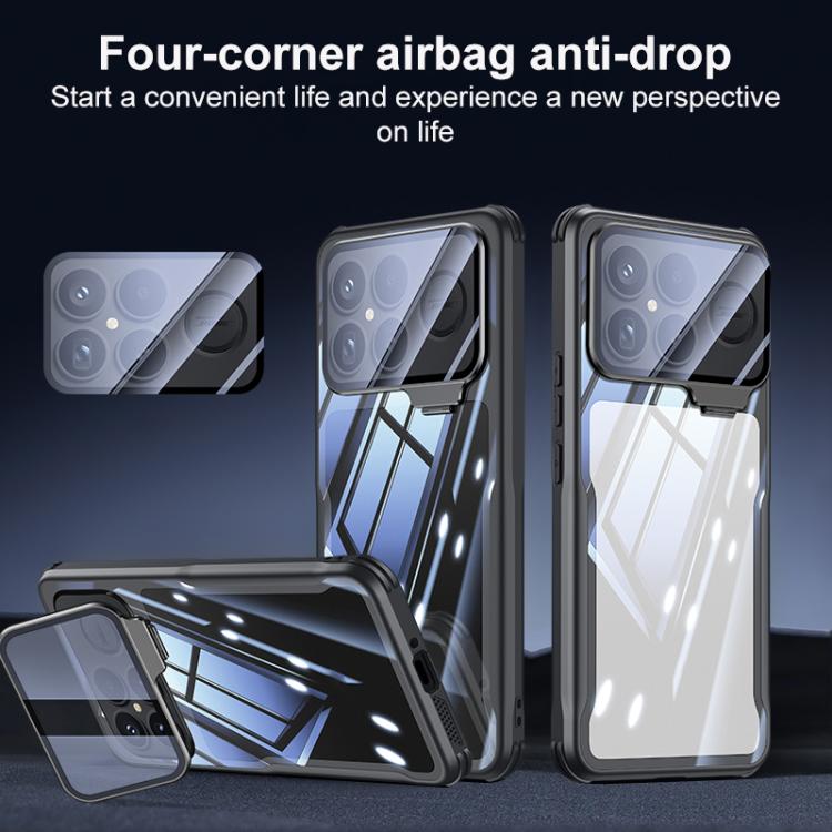 For Redmi K90 Pro Max Blade Transparent Full Coverage Lens Holder Shockproof Phone Case - Graphite Black