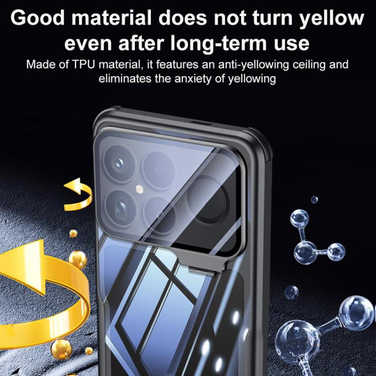 For Redmi K90 Pro Max Blade Transparent Full Coverage Lens Holder Shockproof Phone Case - Graphite Black
