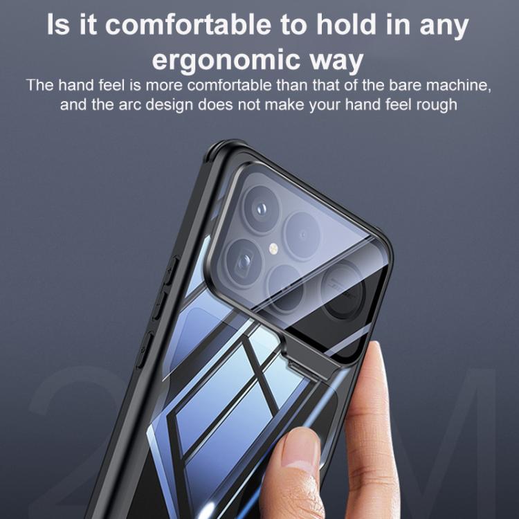 For Redmi K90 Blade Transparent Full Coverage Lens Holder Shockproof Phone Case - Graphite Black