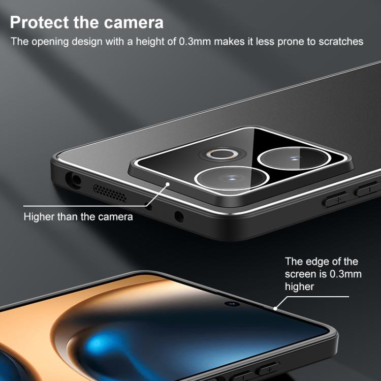 For Realme GT 7 Golden Shield Metal Frosted Lens Film Phone Case
