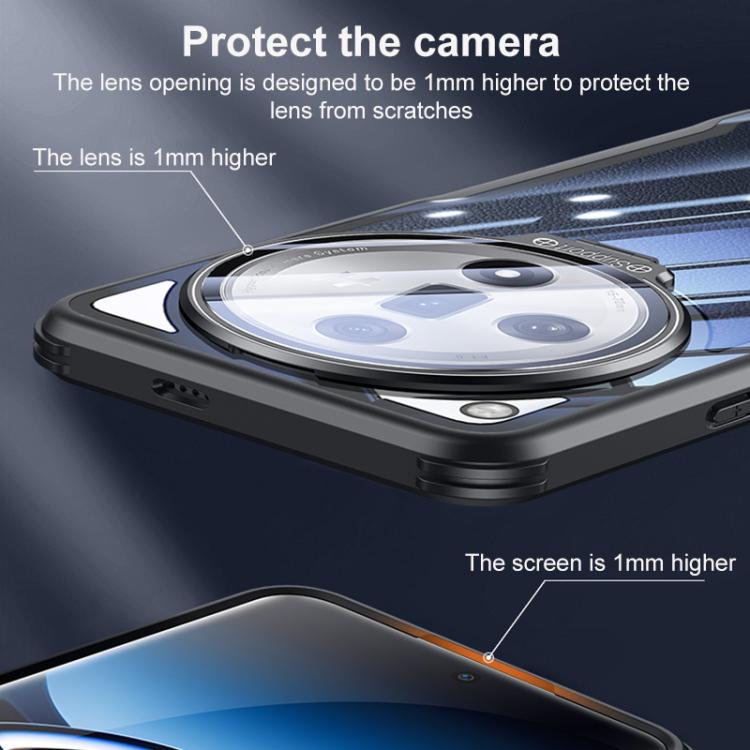 For OPPO Find X7 Blade Transparent Full Coverage Lens Holder Shockproof Phone Case - Graphite Black