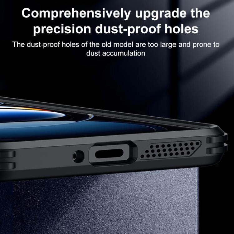 For OPPO Find X7 Blade Transparent Full Coverage Lens Holder Shockproof Phone Case - Graphite Black