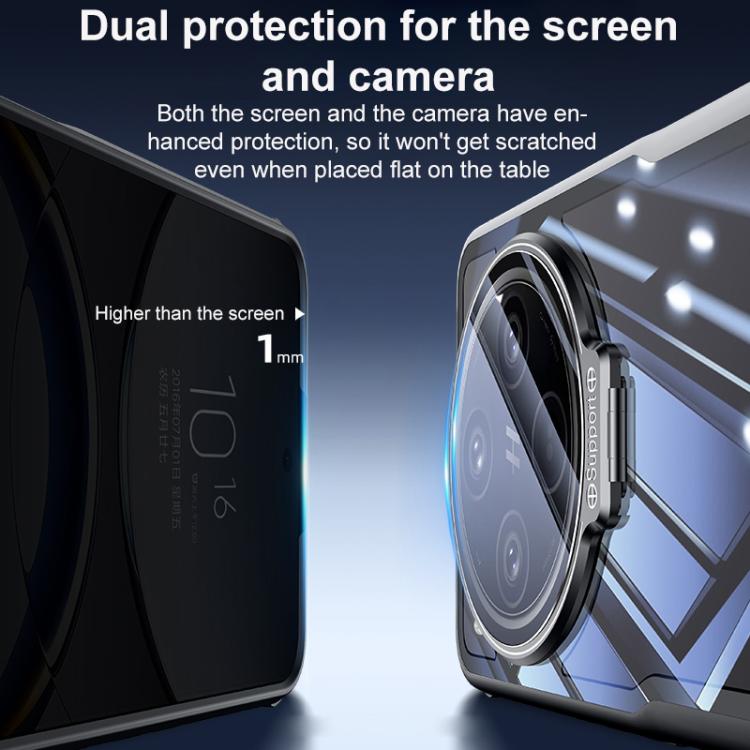 For OPPO Find X8 Blade Transparent Full Coverage Lens Holder Shockproof Phone Case - Graphite Black
