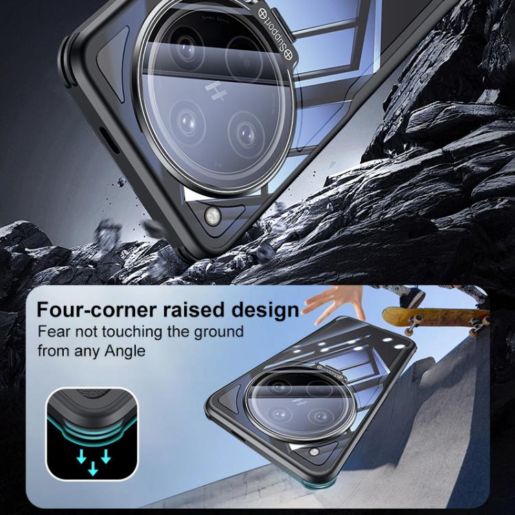 For OPPO Find X8 Pro Blade Transparent Full Coverage Lens Holder Shockproof Phone Case - Graphite Black