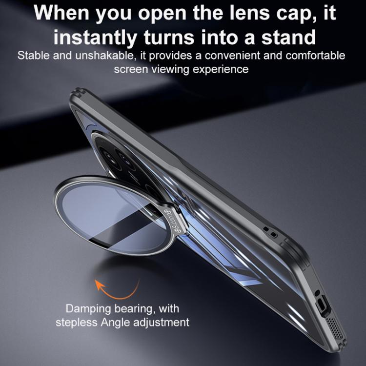 For OPPO Find X8 Pro Blade Transparent Full Coverage Lens Holder Shockproof Phone Case - Graphite Black