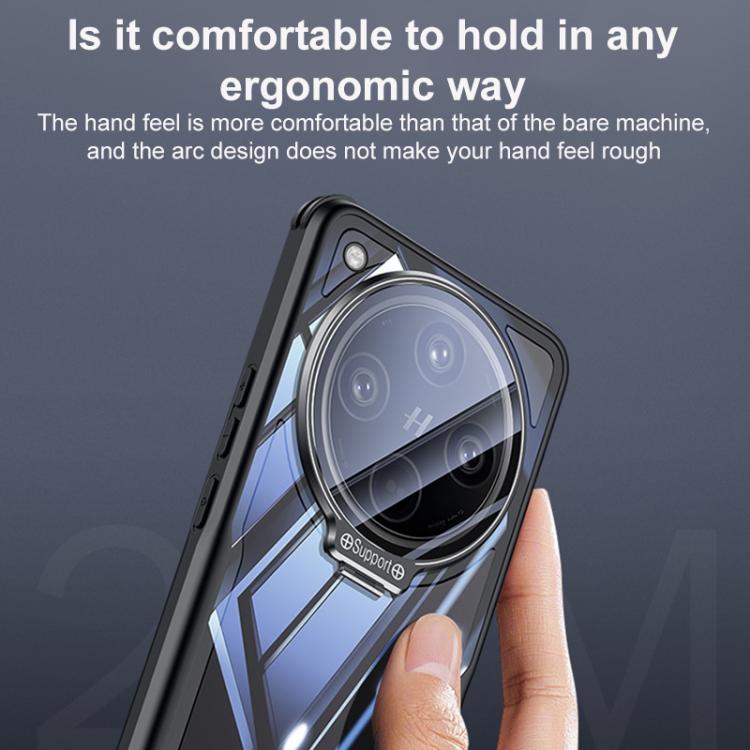For OPPO Find X8 Pro Blade Transparent Full Coverage Lens Holder Shockproof Phone Case - Graphite Black
