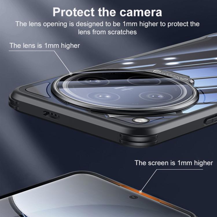 For OPPO Find X8 Pro Blade Transparent Full Coverage Lens Holder Shockproof Phone Case - Graphite Black