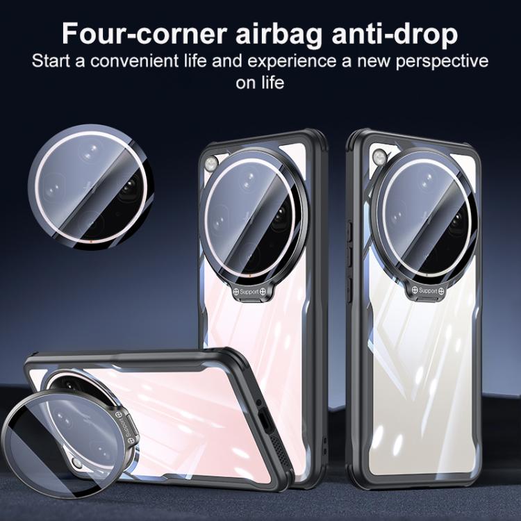 For OPPO Find X8 Ultra Blade Transparent Full Coverage Lens Holder Shockproof Phone Case - Graphite Black
