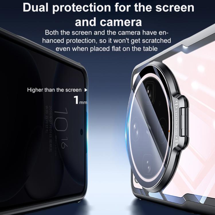 For OPPO Find X8 Ultra Blade Transparent Full Coverage Lens Holder Shockproof Phone Case - Graphite Black