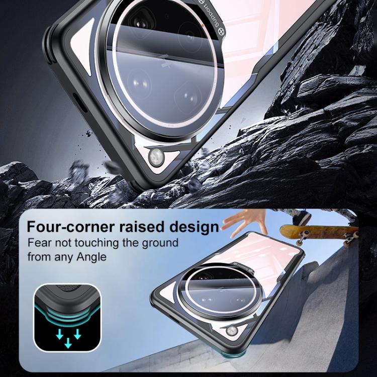 For OPPO Find X8 Ultra Blade Transparent Full Coverage Lens Holder Shockproof Phone Case - Graphite Black