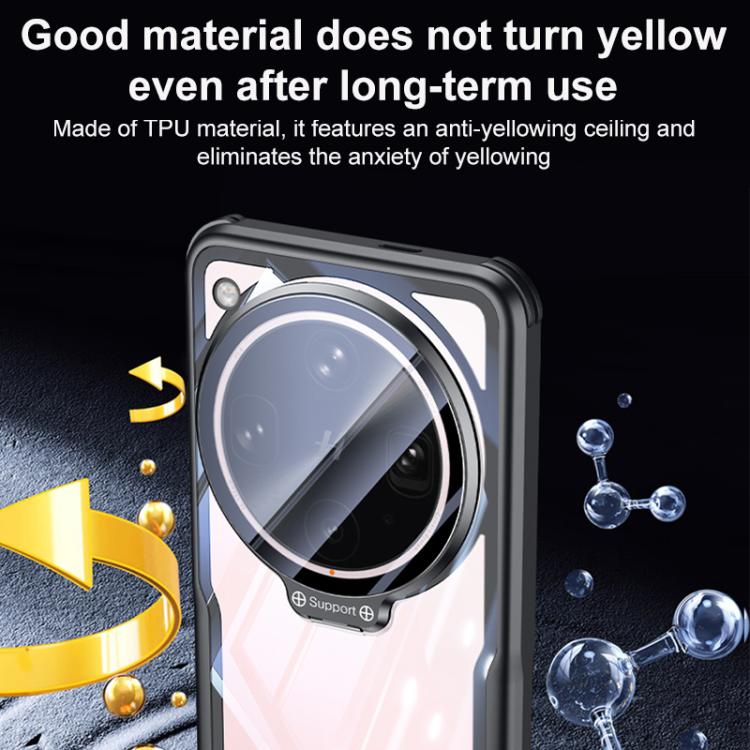 For OPPO Find X8 Ultra Blade Transparent Full Coverage Lens Holder Shockproof Phone Case - Graphite Black