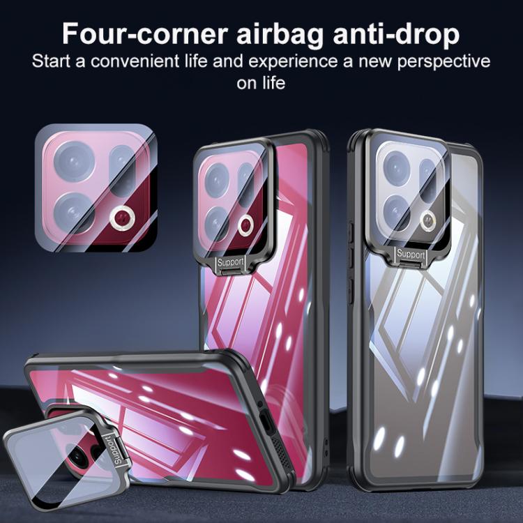 For OPPO Find X9 Pro Blade Transparent Full Coverage Lens Holder Shockproof Phone Case - Graphite Black