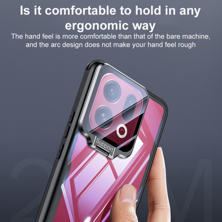 For OPPO Find X9 Pro Blade Transparent Full Coverage Lens Holder Shockproof Phone Case - Graphite Black