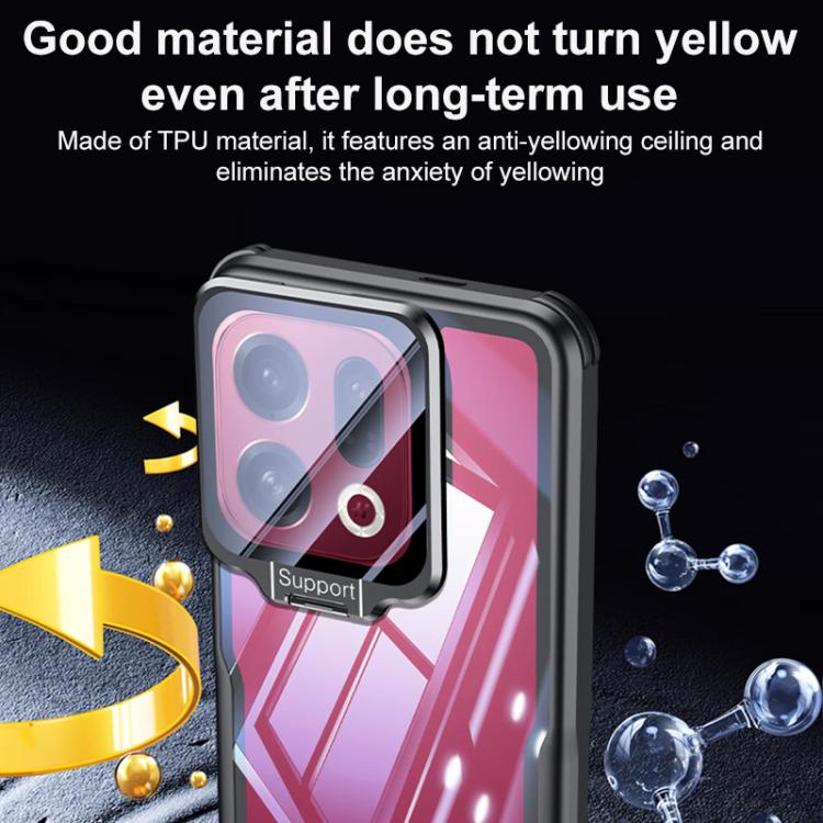 For OPPO Find X9 Pro Blade Transparent Full Coverage Lens Holder Shockproof Phone Case - Graphite Black