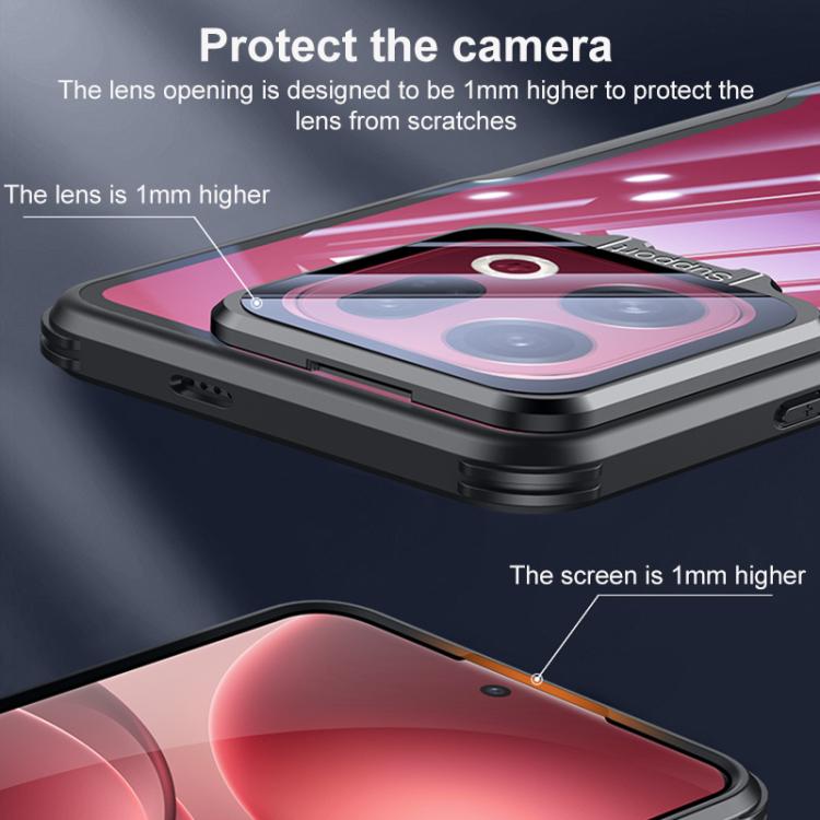For OPPO Find X9 Pro Blade Transparent Full Coverage Lens Holder Shockproof Phone Case - Graphite Black