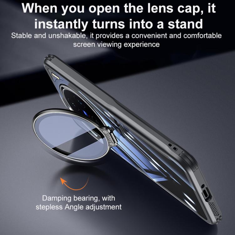For vivo X200s Blade Transparent Full Coverage Lens Holder Shockproof Phone Case - Graphite Black