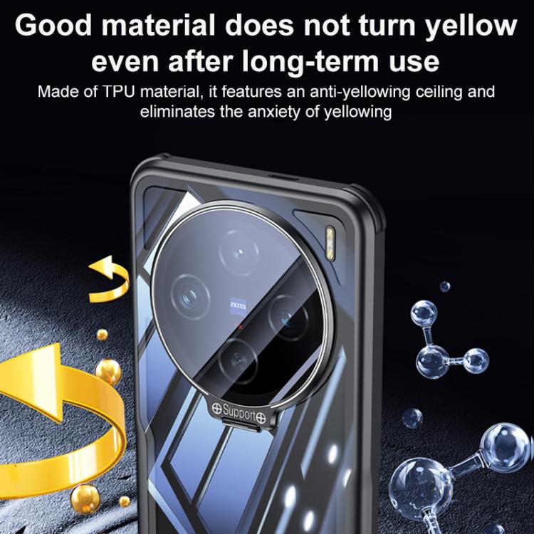 For vivo X200s Blade Transparent Full Coverage Lens Holder Shockproof Phone Case - Graphite Black