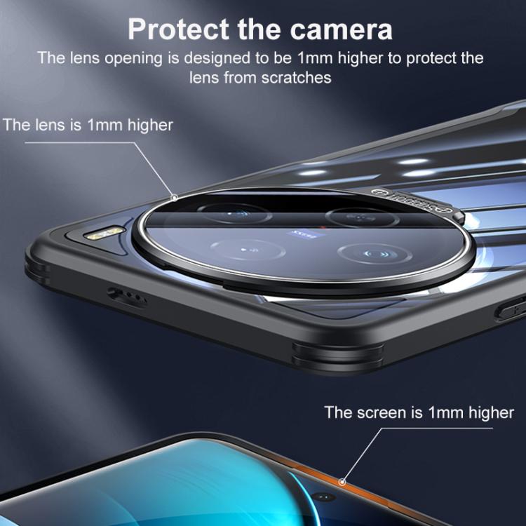 For vivo X200s Blade Transparent Full Coverage Lens Holder Shockproof Phone Case - Graphite Black