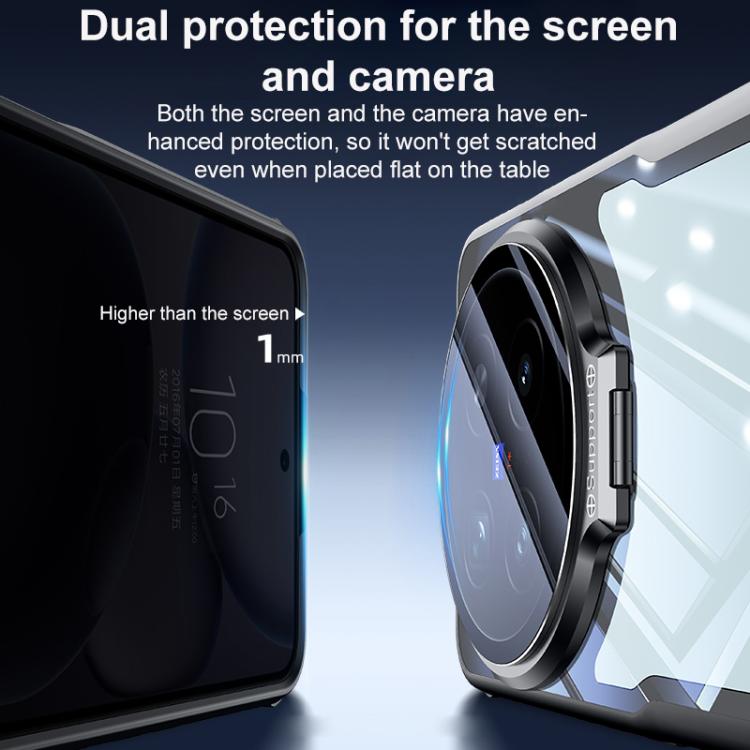 For vivo X300 Blade Transparent Full Coverage Lens Holder Shockproof Phone Case - Graphite Black