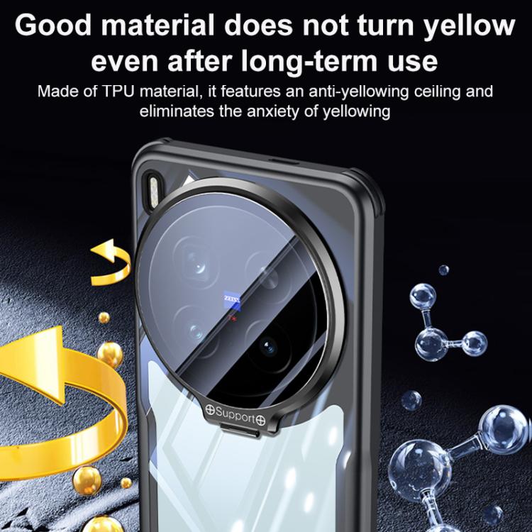 For vivo X300 Blade Transparent Full Coverage Lens Holder Shockproof Phone Case - Graphite Black