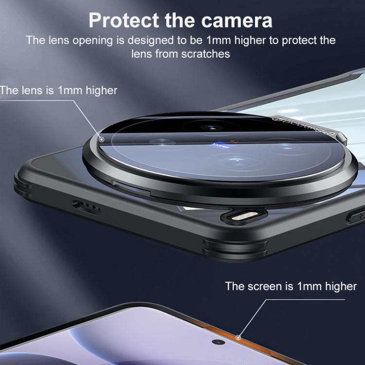 For vivo X300 Blade Transparent Full Coverage Lens Holder Shockproof Phone Case - Graphite Black