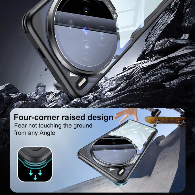 For vivo X300 Pro Blade Transparent Full Coverage Lens Holder Shockproof Phone Case - Graphite Black
