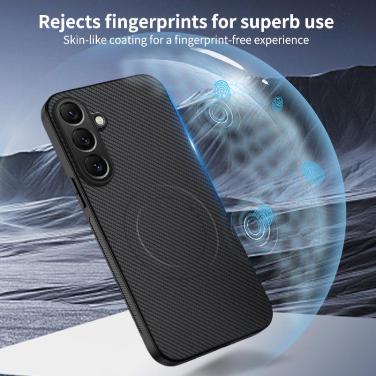 For Samsung Galaxy S26+ 5G WANLONFENG TQ1 Series Magnetic Carbon Fiber Texture Phone Case with 2pcs Screen Films