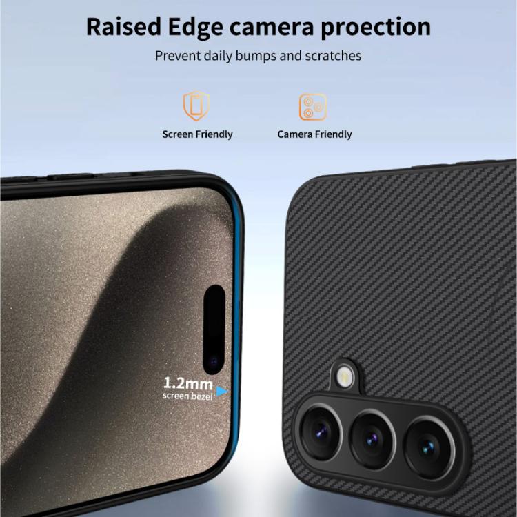 For Samsung Galaxy A55 5G WANLONFENG TQ Series Magnetic Carbon Fiber Texture PC Hybrid TPU Phone Case