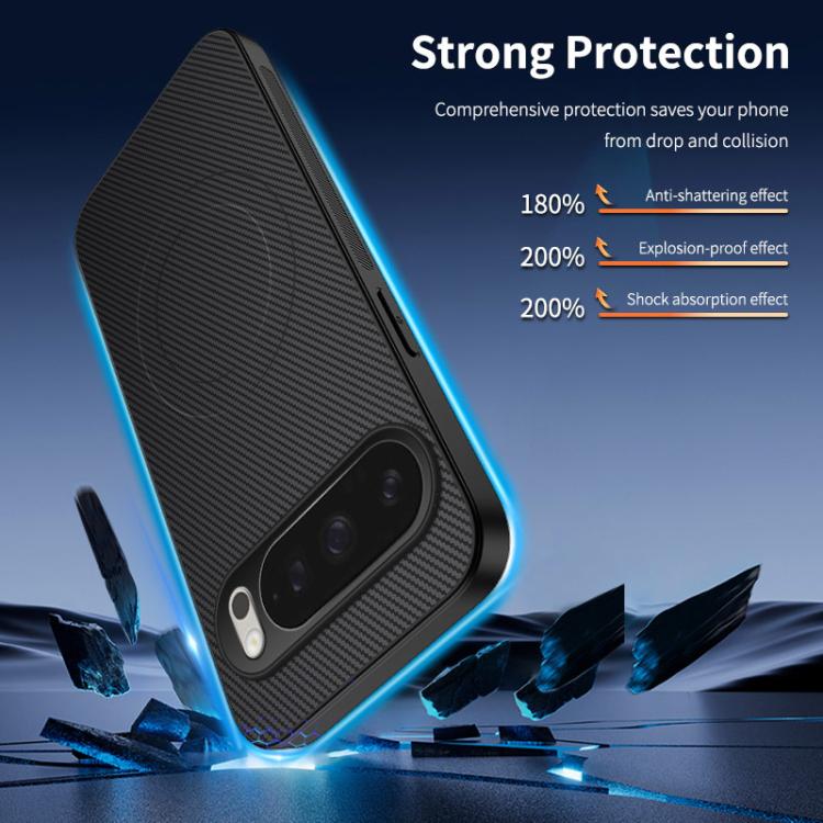 For Google Pixel 10 Pro WANLONFENG TQ Series Magnetic Carbon Fiber Texture PC Hybrid TPU Phone Case