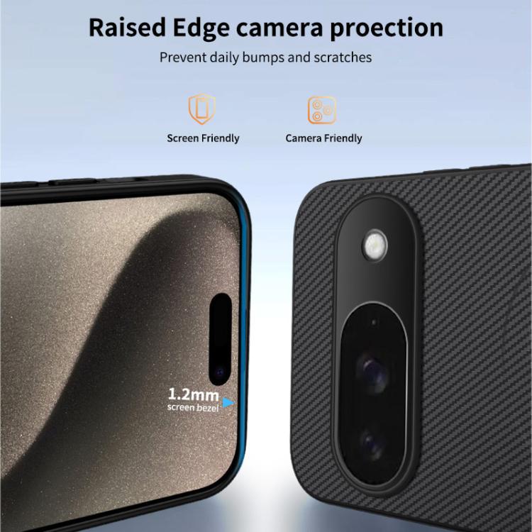 For Google Pixel 9 WANLONFENG TQ Series Magnetic Carbon Fiber Texture PC Hybrid TPU Phone Case