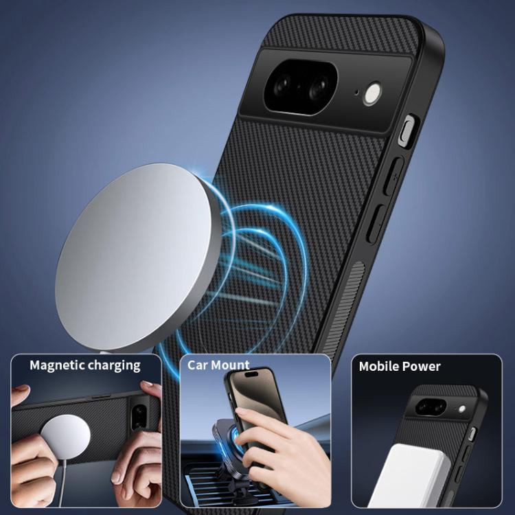 For Google Pixel 6a WANLONFENG TQ Series Magnetic Carbon Fiber Texture PC Hybrid TPU Phone Case