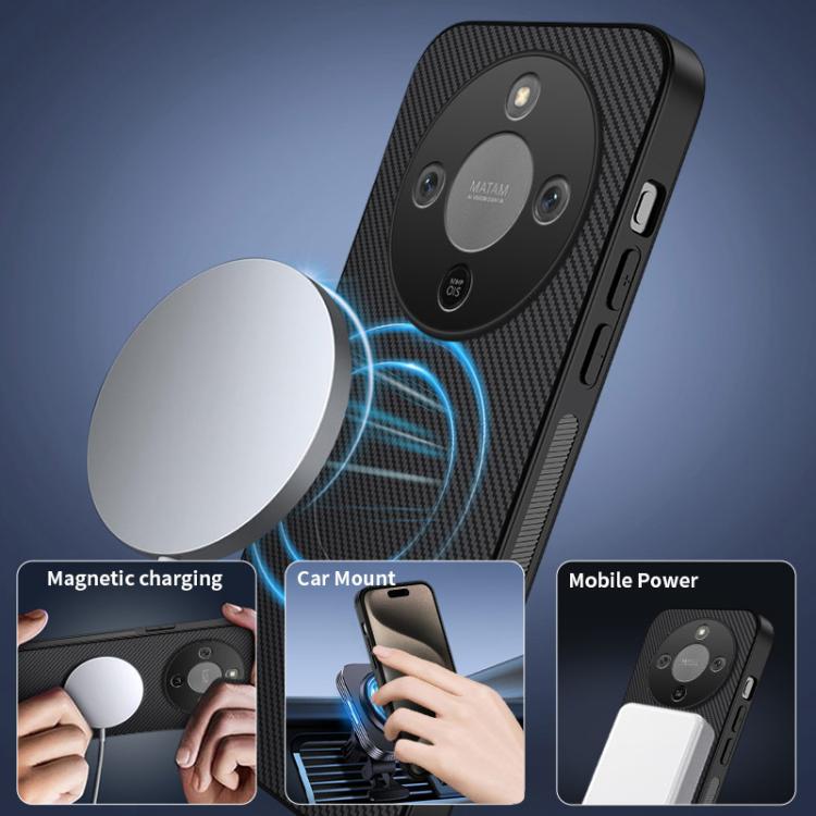 For Honor Magic8 Lite 5G / X9d 5G WANLONFENG TQ Series Magnetic Carbon Fiber Texture PC Hybrid TPU Phone Case