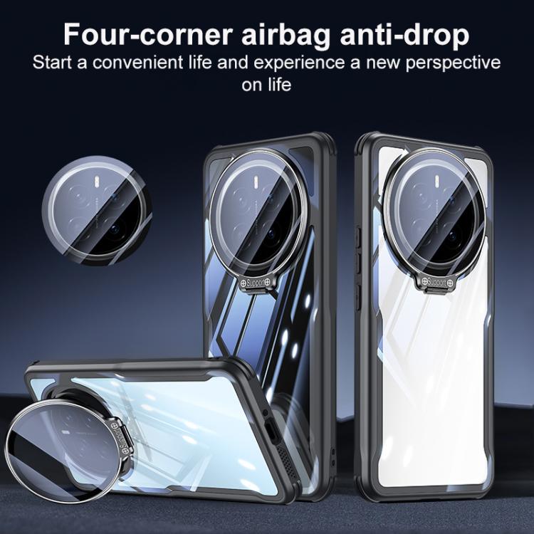 For Honor Magic7 Blade Transparent Full Coverage Lens Holder Shockproof Phone Case - Graphite Black