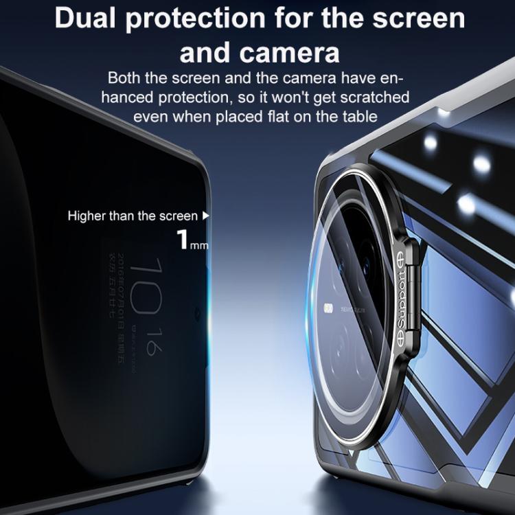 For Honor Magic7 Blade Transparent Full Coverage Lens Holder Shockproof Phone Case - Graphite Black